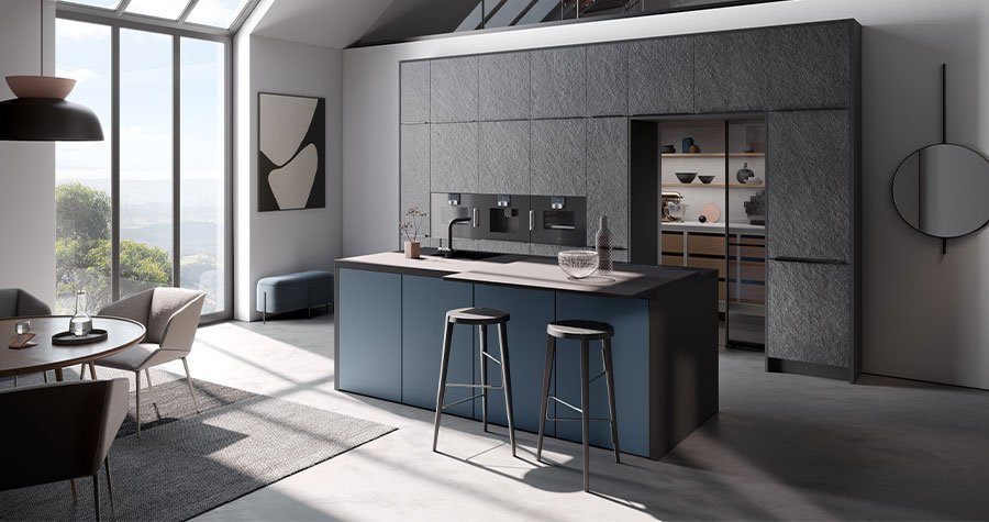 Luxe blauwe Systemat eiland keuken | Gennu