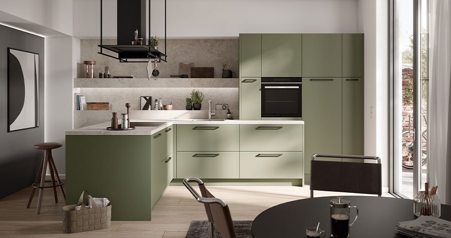 Olijfgroene concept130 keuken | Gennu